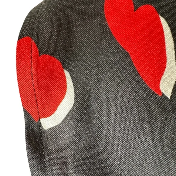 Chico’s Size 3 Heart Print Tunic Blouse Black Red Satin Size 16 Button Up - Picture 13 of 13